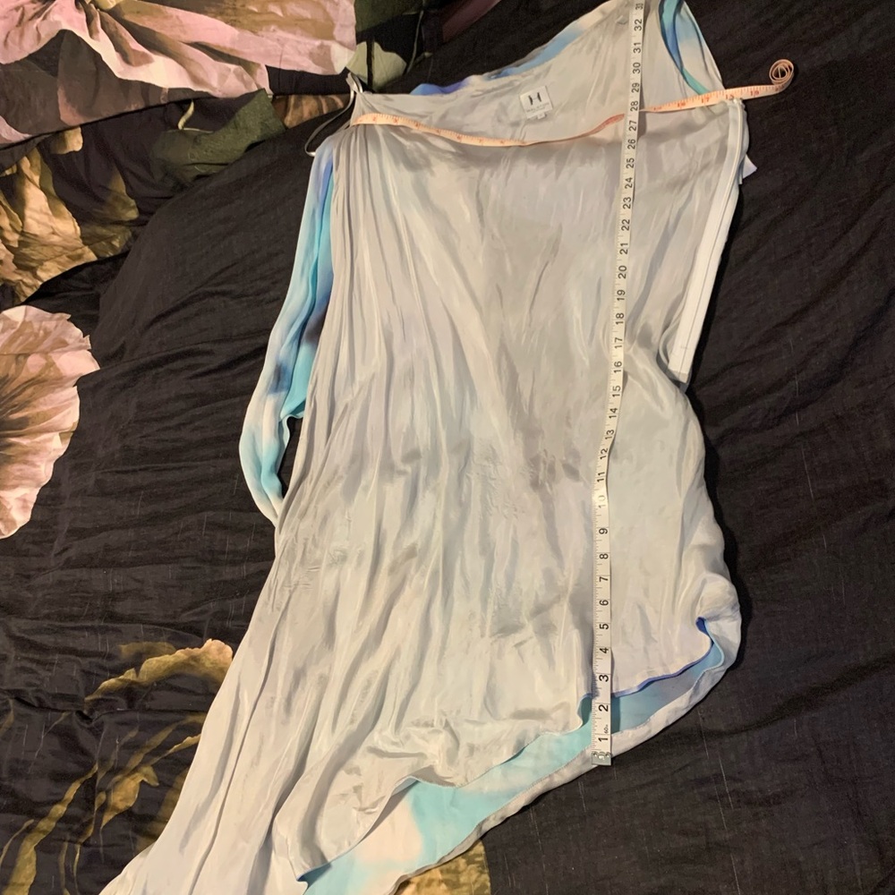 Halston Heritage Galaxy Blue One Shoulder Tiered Asymmetric Dress 8 - Picture 10 of 13